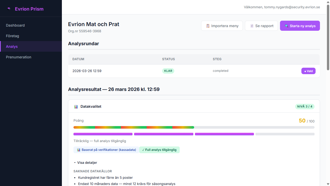 Prism — AI-analys av bokföringen